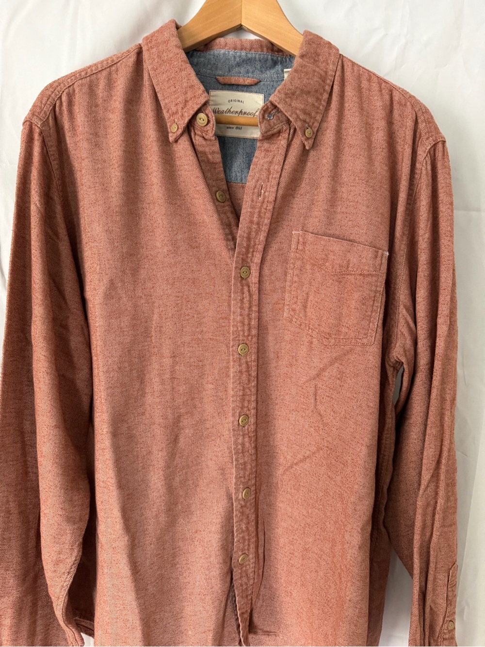 Weatherproof Vintage Herringbone Button Down Shirt XL 100% Cotton
